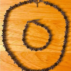 Black and Silver necklace and bracelet